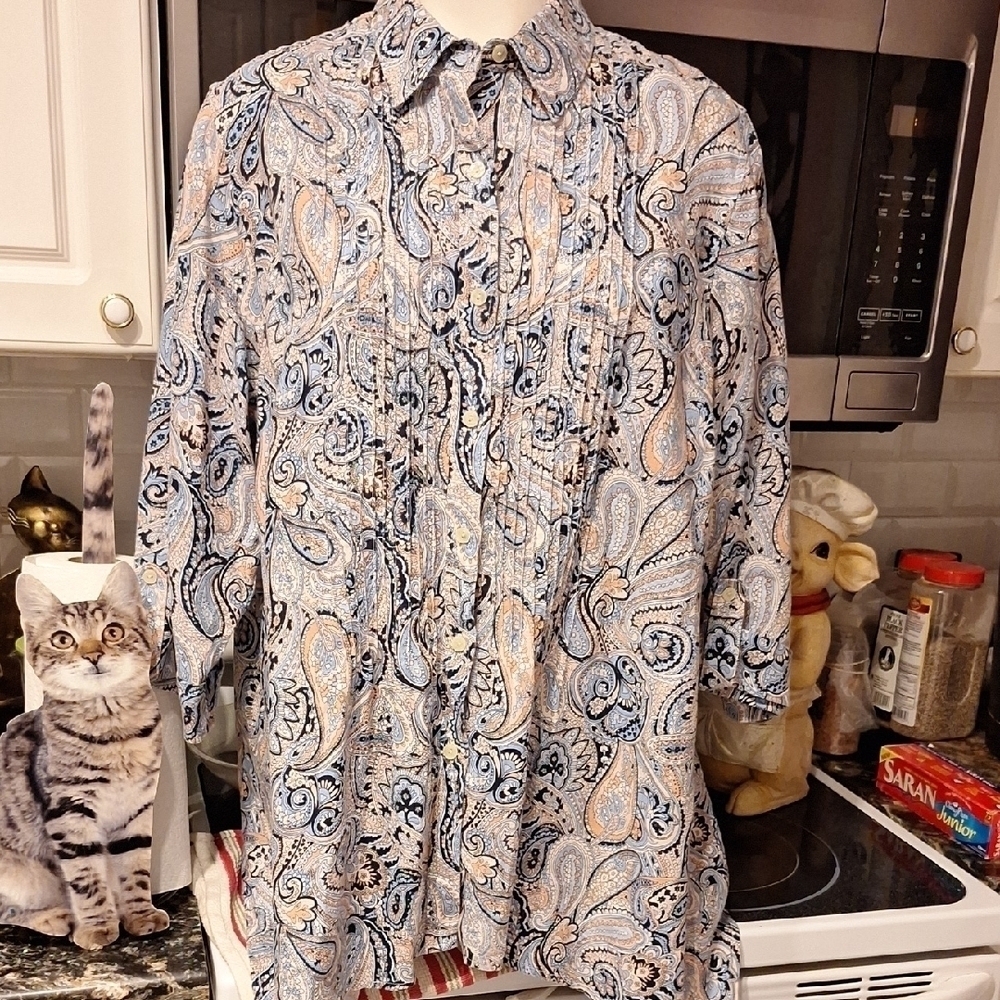e Jones New York 3/4 Sleeve Button Down Shirt Size 2X